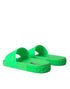 Dolce & Gabbana Green Leather Slides Sandals Beachwear Shoes